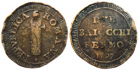 Fermo - Prima Repubblica Romana (1798-1799) Due baiocchi tipo con fascio 1798 - RR Molto Rara - CNI 1 - Cu - gr. 12,67
qBB
Spedizione solo in Italia...
