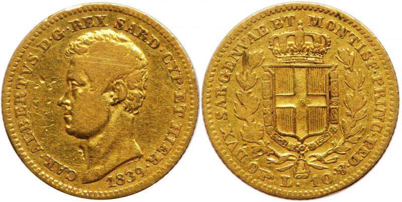 Carlo Alberto (1831-1849) - 10 lire 1839 Torino, Pag.216, MIR 1046c, Av, molto r...