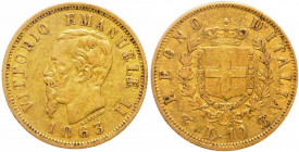 Vittorio Emanuele II (1861-1878), 10 lire 1863 Torino, Pag. 477, Au
BB
Spedizione solo in Italia / Shipping only in Italy