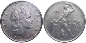 Monetazione in lire - 50 lire 1954 D/ REPVBBLICA ITALIANA, testa coronata - R/ Vulcano all' incudine - Gig 143 AC- raro (R)
FDC
Spedizione in tutto ...