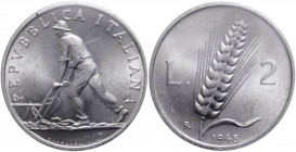 Monetazione in lire - 2 Lire 1948 D/ REPVBBLICA ITALIANA, contadino con aratro - R/ Spiga di grano - Gig 326 - IT - Perizia Gaudenzi
FDC ECZ
Spedizi...