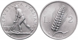 Monetazione in lire - 2 Lire 1948 D/ REPVBBLICA ITALIANA, contadino con aratro - R/ Spiga di grano - Gig 326 - IT
SPL
Spedizione solo in Italia / Sh...