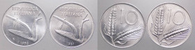 Monetazione in lire - lotto da 2 monete da 10 lire 1951 e 1952 D/ REPVBBLICA ITALIANA, aratro R/ Valore fra 2 spighe di grano - Gig 234 - 235 - IT
FD...