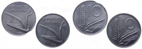 Monetazione in Lire (1946-2001) Lotto n.2 monete da 10 Lire "Spiga" 1989 inizio decentramento e 10 Lire "Spiga" 1989 tranciato curvo, NC 
FDC
Spediz...