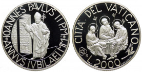 Città del Vaticano - Moneta Celebrativa da Lire 2000 - Anno Santo 2000 - Edizione fondo specchio con cofanetto originale in velluto di colore rosso e ...