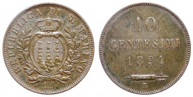 Repubblica di San Marino -10 centesimi 1894, Pag. 372; Gig. 32, CU
SPL
Spedizione solo in Italia / Shipping only in Italy