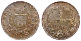 Repubblica di San Marino - 5 centesimi 1869, zecca di Milano, Pag. 378; Gig. 38 CU
mSPL
Spedizione solo in Italia / Shipping only in Italy