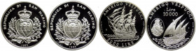 San Marino - Anno 1995 - Cofanetto contenente Dittico di due monete d'argento da 5000 e da 10000 Lire. "Amerigo Vespucci" - Edizione Fondo Specchio.
...