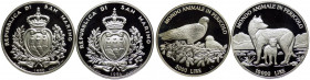 San Marino - Anno 1996 - Cofanetto contenente Dittico di due monete d'argento da 5000 e da 10000 Lire. Mondo Animale in Pericolo - Edizione Fondo Spec...