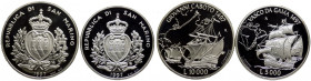 San Marino - Anno 1997 - Cofanetto contenente Dittico di due monete d'argento da 5000 e da 10000 Lire. "Grandi Navigatori: Giovanni Caboto e Vasco Da ...