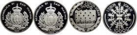 San Marino - Anno 1999 - Cofanetto contenente Dittico di due monete d'argento da 5000 e da 10000 Lire. L'europa del Domani - Edizione Fondo Specchio....