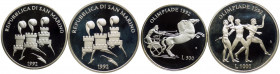 San Marino - Anno 1992 - Cofanetto contenente Dittico di due monete d'argento da 500 e da 1000 Lire. Monete celebrative della XXV Olimpiade - Edizione...