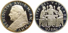 Città del Vaticano - Anno 2005 - Benedetto XVI (Joseph Aloisius Ratzinger) - Moneta Celebrativa in argento da 10 euro - Anno dell'Eucarestia - In cofa...