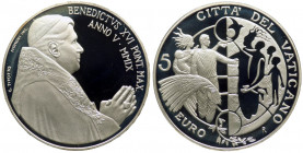 Città del Vaticano - Anno 2009 - Benedetto XVI (Joseph Aloisius Ratzinger) - Moneta Celebrativa in argento da 5 euro - Giornata Mondiale della Pace - ...