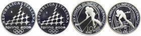 Italia - dittico di monete d'Argento 2006 da 5 e 10 euro - XX Giochi Olimpici Invernali Torino 2006 - Fondo Specchio - Seconda Emissione - in cofanett...