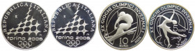 Italia - dittico di monete d'Argento 2006 da 5 e 10 euro - XX Giochi Olimpici Invernali Torino 2006 - Fondo Specchio - Prima Emissione - Fondo Specchi...