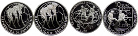 San Marino - Anno 2006 - Cofannetto contenente due valori da 5 e da 10 euro. Monete celebrative del Campionato Mondiale di Calcio, Germania 2006 - Ag ...