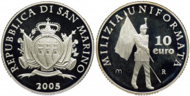 San Marino - Anno 2006 - Moneta Celebrativa da 10 euro - Cinquecentesimo Anniversario Milizia uniformata - in astuccio nero originale di zecca - Ag. -...
