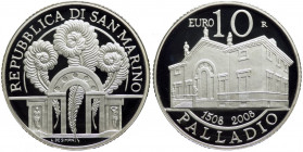 San Marino - Anno 2008 - Moneta Celebrativa da 10 euro - Cinquecentesimo Anniversario Nascita di Palladio - in astuccio nero originale di zecca - Ag. ...