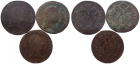 Austria - Lotto 3 monete composto da 1 Kreuzer 1800 - Zecca di Vienna; 1 Kreuzer 1800 - Zecca di Kremnica; 1 Kreuzer 1800 - Zecca di Smolník
BB
Sped...