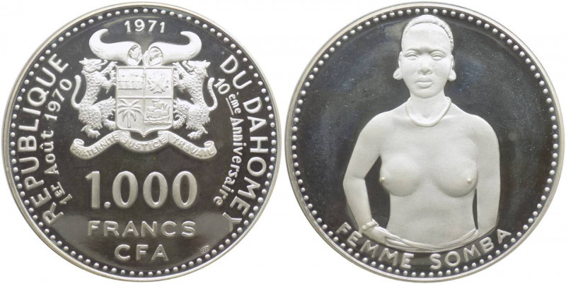 Dahomey (Benin) - 1000 francs 1971, per il 10° anniversario dell'indipendenza, K...