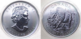 Canada - Elisabetta II (dal 1952) 5 Dollari (1 Oncia) 2013 "Bisonte" - Ag - Proof - In capsula - gr.31,1
FS
Spedizione in tutto il Mondo / Worldwide...