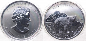 Canada - Elisabetta II (dal 1952) 5 Dollari (1 Oncia) 2011 "Orso Grizzly" - Ag - Proof - In capsula - gr.31,1
FS
Spedizione in tutto il Mondo / Worl...