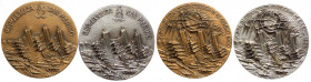 San Marino - Emissione ufficiale di due medaglie in bronzo ed argento celebrative della visita del Presidente della Repubblica Italiana Francesco Coss...