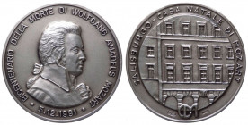 Medaglia - Salisburgo, casa natale di Mozart - Bicentenario della morte di Wolfgang Amadeus Mozart - 5 Dicembre 1991 - Ag .925 - gr.15,43 - Ø mm32
FD...