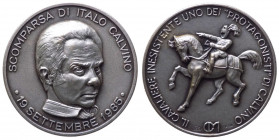 Medaglia - Il cavaliere inesistente uno dei "Protagonisti" di Calvino - Scomparsa di Italo Calvino - 19 Settembre 1985 - Ag .925 - gr.15 - Ø mm32
FDC...