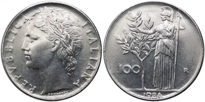 100 lire 1984 tipo Minerva I°tipo - "manca L di lire" - non comune (NC) - Ac
qS...