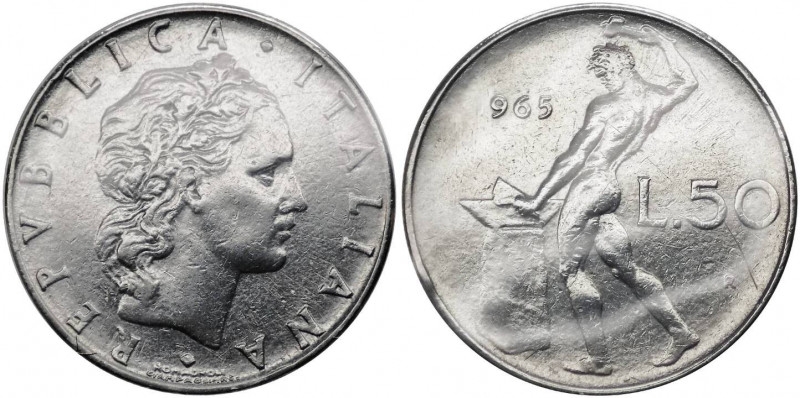 50 lire 1965 tipo Vulcano - "manca 1 della data" Attardi J20a - raro (R) - Ac 
...