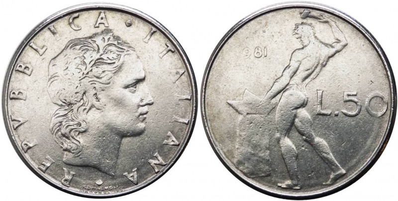 50 lire 1981 tipo Vulcano - "manca primo 1 della data" - Attardi J36k - non comu...
