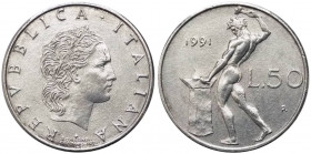 50 lire 1991 tipo Vulcano modulo ridotto -" al D/ rombo" - non comune (NC) - Ac 
SPL
Spedizione in tutto il Mondo / Worldwide shipping