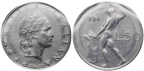 Monetazione in lire - 50 lire 1994 - "rombo mancante"- D/ REPVBBLICA ITALIANA,Testa coronata - R/ Vulcano all' incudine - Gigante ex 183 - Mont. e Gig...