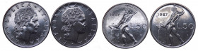Repubblica Italiana - Monetazione in Lire (1946-2001) Lotto n.2 monete da 50 Lire "Vulcano" 1987 e 50 Lire "Vulcano" 1987 con cifra 7 ad uncino
FDC
...