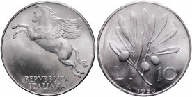 Monetazione in lire - 10 lire 1950 C/ legenda spostata - D/ REPVBBLICA ITALIANA, pegaso, R/ ramo d ulivo - Attardi G 5 a - IT - Perizia Gaudenzi 
FDC...