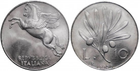 Monetazione in lire - 10 lire 1950 "C/ legenda capovolta e spostata" - D/ REPVBBLICA ITALIANA, pegaso R/ ramo d ulivo - Attardi G 5d - IT - non comune...