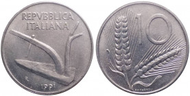Monetazione in lire - 10 lire 1991 D/ REPVBBLICA ITALIANA, aratro - R/ Valore fra 2 spighe di grano - R/ Capovolto - Gig 266a - IT - raro (R) - Perizi...