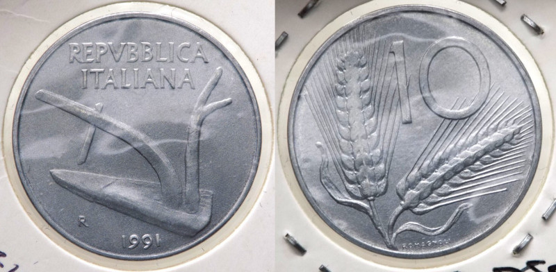Monetazione in Lire (1946-2001) 10 Lire "Spiga" 1991 D/Asse 50° -
FDC
Spedizio...
