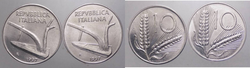 Monetazione in lire - lotto di 2 monete da 10 lire 1997- una delle due ha varian...
