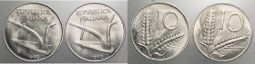 Monetazione in lire - lotto di 2 monete da 10 lire 1998 (spighe corte e spighe lunghe) - D/ REPVBBLICA ITALIANA, aratro - R/Valore fra 2 spighe di gra...
