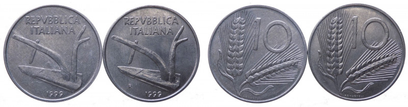 Repubblica Italiana - Monetazione in Lire (1946-2001) Lotto n.2 monete da 10 Lir...