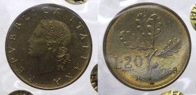 Monetazione in Lire (1946-2001) 20 Lire 1968 "PROVA" - RR MOLTO RARA - Gig.P12 - Tiratura 999 esemplari - Periziata Filisina FDC -
FDC
Spedizione in...