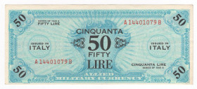 Occupazione degli Alleati in Italia (10 luglio 1943 - 2 maggio 1945) - Biglietti d'occupazione - 50 AM lire bilingue - emissione del 1943 A - N°serie ...
