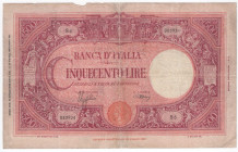Regno d'Italia - Vittorio Emanuele III (1900-1943) - 500 lire tipo "Barbetti" - Contrassegno: testina Decreto 31-03-1943 - N° serie:S6 083934 - Firme:...