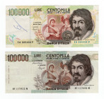 Lotto di 2 banconote - Repubblica Italiana - 100000 Lire "Caravaggio" del I° Tipo e 100000 Lire "Caravaggio" del II° Tipo
qSPL
Spedizione in tutto i...