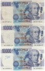 Lotto di 3 banconote - Repubblica Italiana - 10000 Lire "Alessandro Volta" - Serie Sostitutiva E-H-G
mediamente BB
Spedizione in tutto il Mondo / Wo...