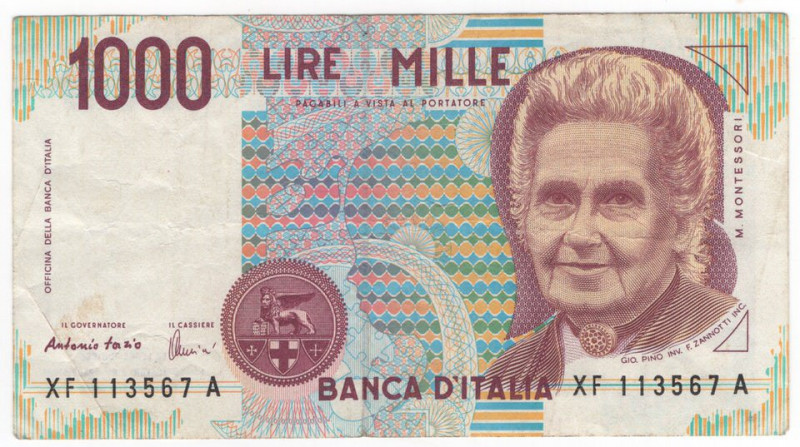 Repubblica italiana - 1000 Lire "Maria Montessori" 1996 - Serie Sostitutiva - XF...