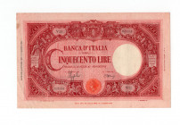 Biglietto di Banca - RSI (Repubblica Sociale Italiana) - 500 Lire "Grande C" - Contrassegno: B.I. - Azzolini/Urbini 8.10.1943 - Serie V22 n°025334 - G...